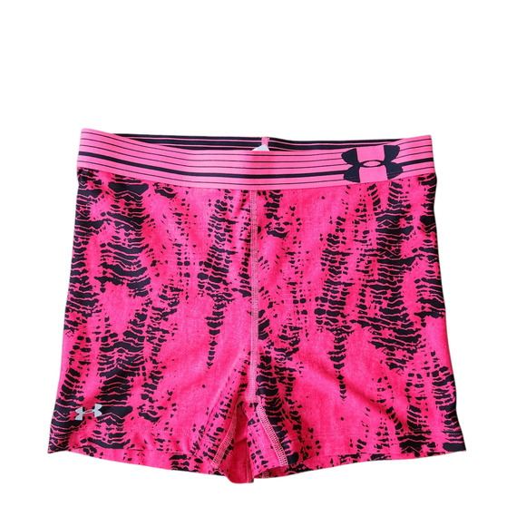 Under Armour Compression Shorts Medium Pink Black Gym Activewear Athletic - Picture 1 of 3